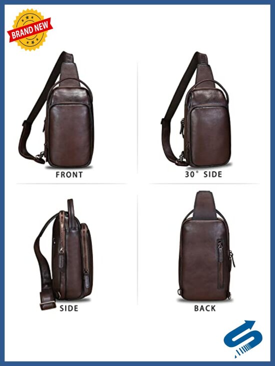 Genuine Leather Sling Bag Crossbody Backpack Daypack